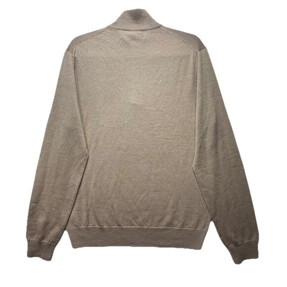 Saks Fifth Avenue Men's Camel Tan Beige Wool Blend 1/4 Zip Pullover Sweater Sz L - Picture 2 of 10